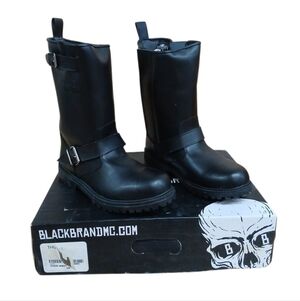 Black Brand NIB NWT Thug Style Black Motorcycle Boots Size 12